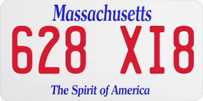 MA license plate 628XI8