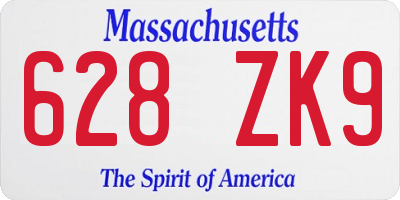 MA license plate 628ZK9