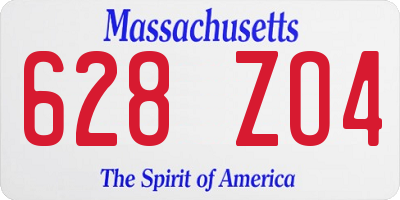 MA license plate 628ZO4