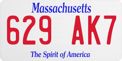 MA license plate 629AK7