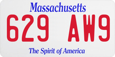 MA license plate 629AW9