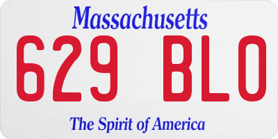 MA license plate 629BL0
