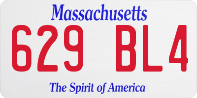 MA license plate 629BL4