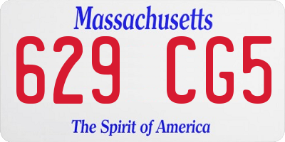 MA license plate 629CG5
