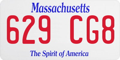MA license plate 629CG8