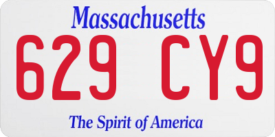 MA license plate 629CY9