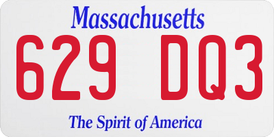 MA license plate 629DQ3