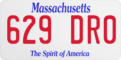 MA license plate 629DR0
