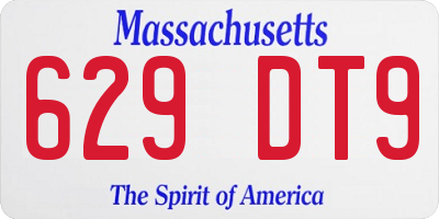 MA license plate 629DT9