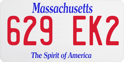 MA license plate 629EK2