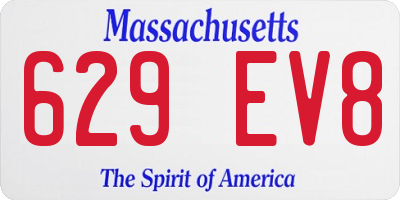 MA license plate 629EV8