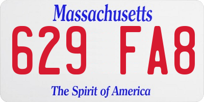MA license plate 629FA8