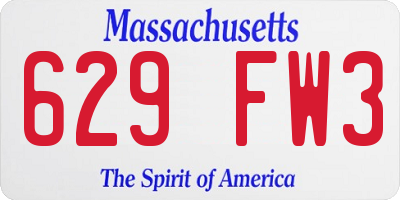 MA license plate 629FW3
