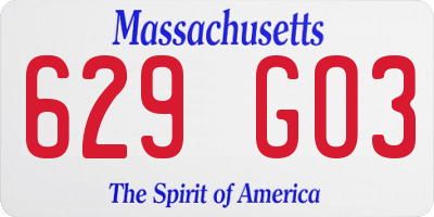 MA license plate 629GO3
