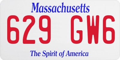 MA license plate 629GW6