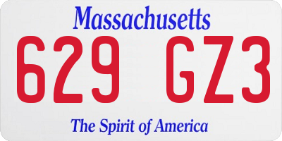 MA license plate 629GZ3