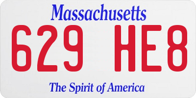 MA license plate 629HE8