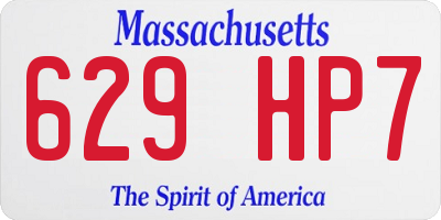 MA license plate 629HP7
