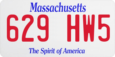 MA license plate 629HW5