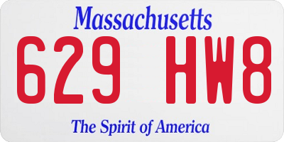 MA license plate 629HW8