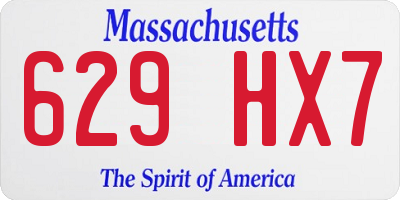 MA license plate 629HX7