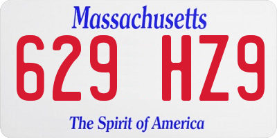 MA license plate 629HZ9