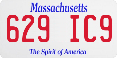 MA license plate 629IC9
