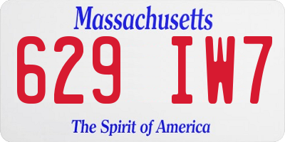 MA license plate 629IW7