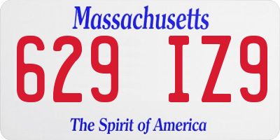 MA license plate 629IZ9