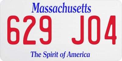 MA license plate 629JO4