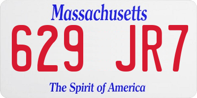 MA license plate 629JR7