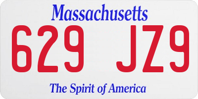 MA license plate 629JZ9