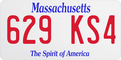 MA license plate 629KS4