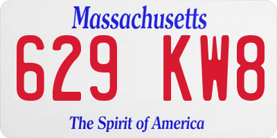 MA license plate 629KW8