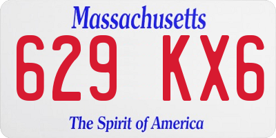 MA license plate 629KX6