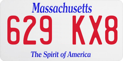 MA license plate 629KX8