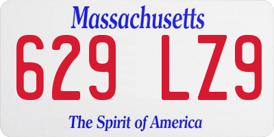 MA license plate 629LZ9