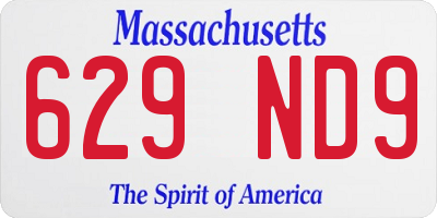 MA license plate 629ND9