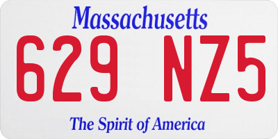 MA license plate 629NZ5