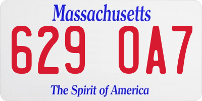 MA license plate 629OA7