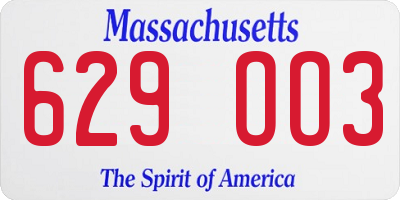 MA license plate 629OO3