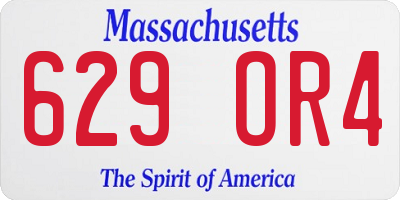MA license plate 629OR4