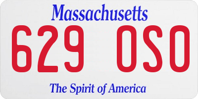 MA license plate 629OS0