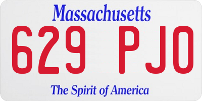 MA license plate 629PJ0