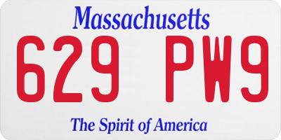 MA license plate 629PW9