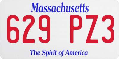 MA license plate 629PZ3