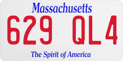 MA license plate 629QL4