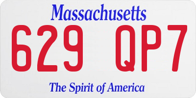 MA license plate 629QP7