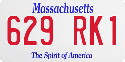 MA license plate 629RK1