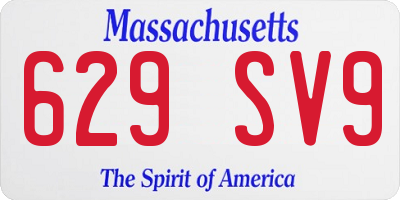 MA license plate 629SV9